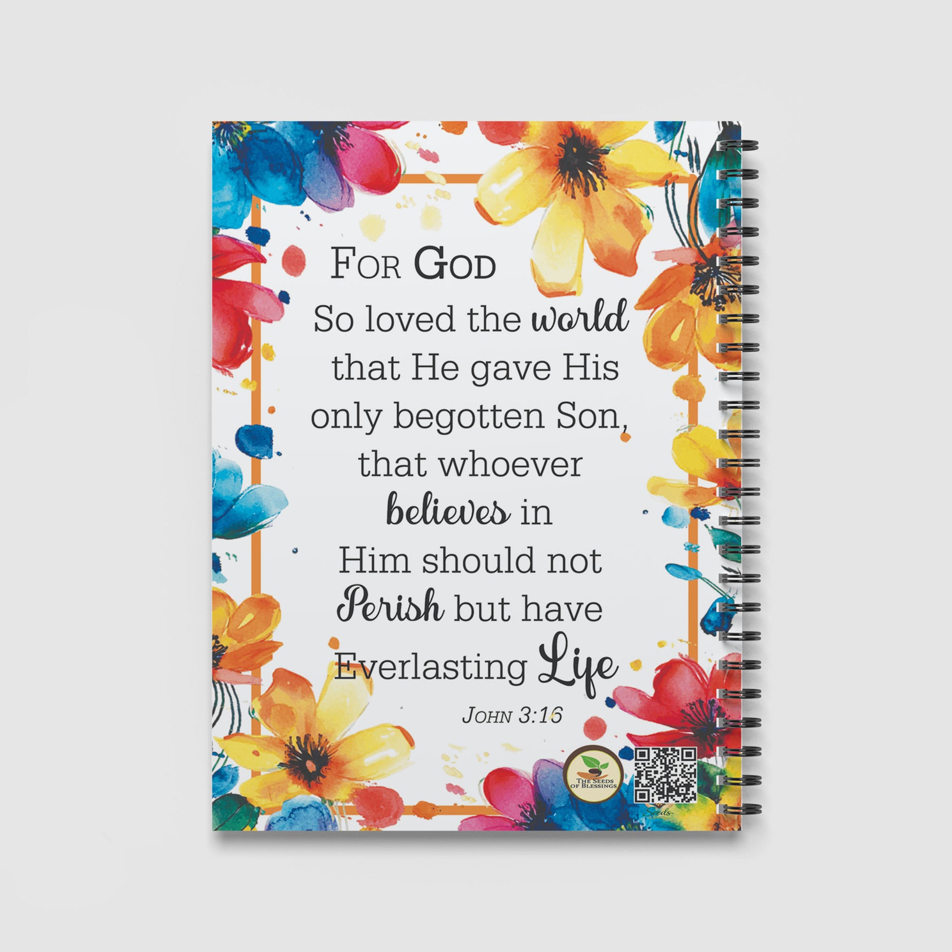 Spiral Notebook A4 - Inspirational spiritual notebook featuring 'and I am his favorite' banner with blooming watercolour flowers