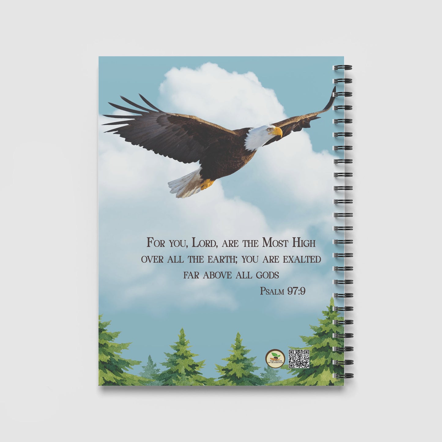Spiral Notebook A4 - Complete spiral-bound notebook showing full inspirational eagle artwork with Isaiah 40:31 Bible verse